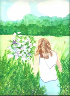 Grace Gathering Flowers ~  Original 18" by 22"

Another cropped scan...Colors really muted.

Hope you enjoy her anyway.

  - Alan